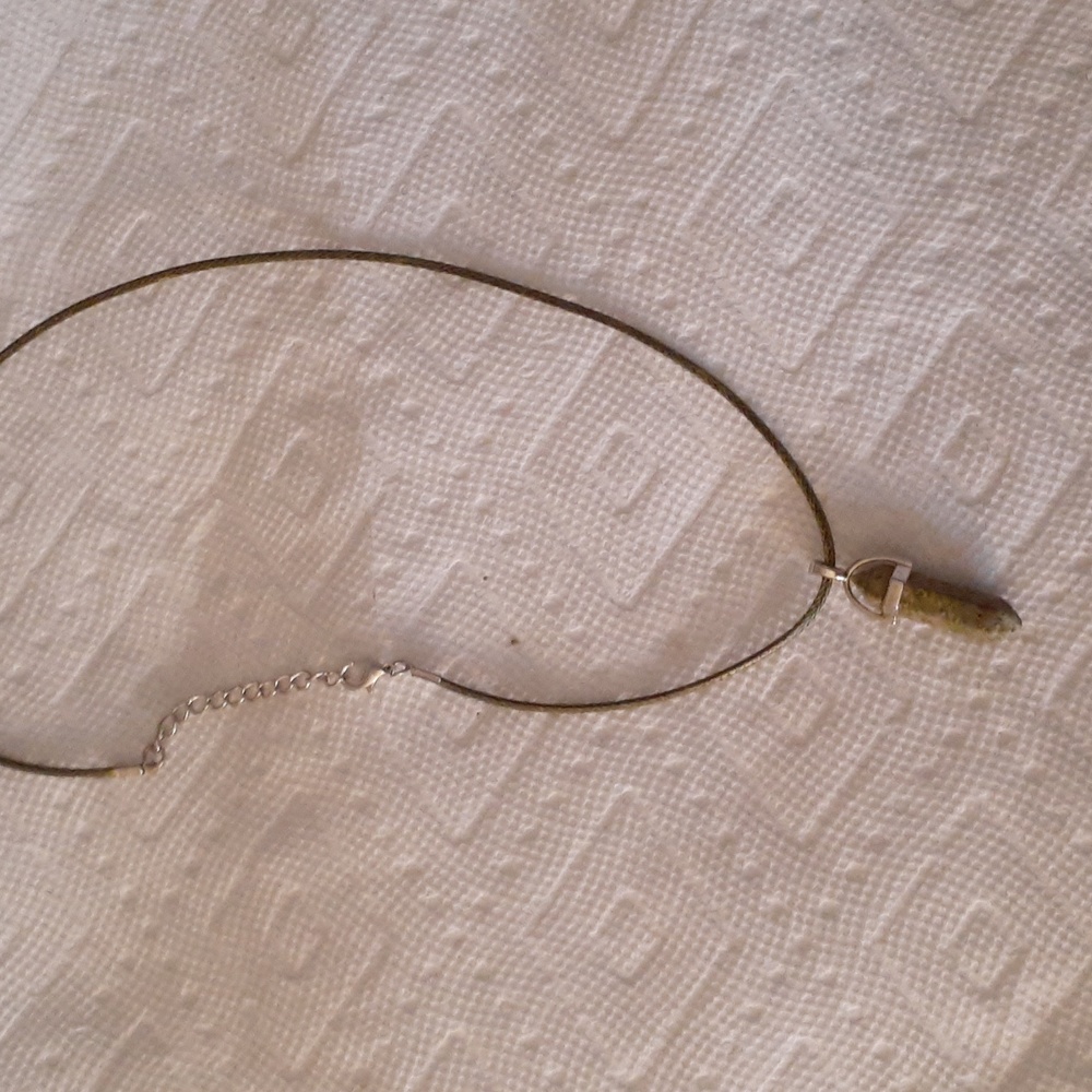 Olive green bullet pendant necklace